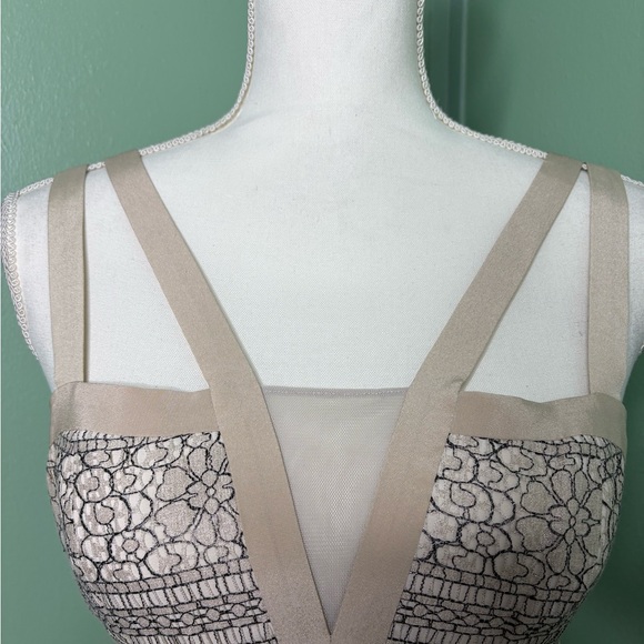 NWT BCBGMaxAzria Cream and Black Lace Midi Dress 0 zipper - Picture 8 of 16